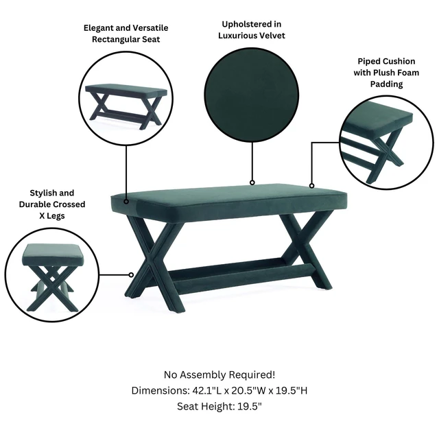 Alt view image 4 of 7 - Accent Bench in Forest Green