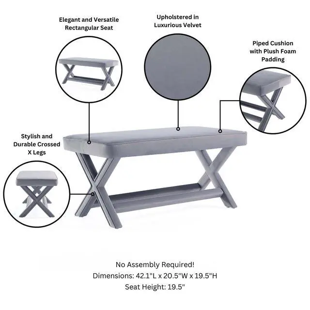 Alt view image 4 of 7 - Accent Bench in Gray