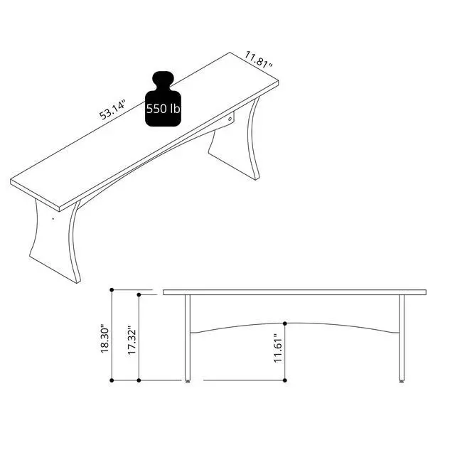 Alt view image 3 of 7 - Dining Bench - Set of 2 in Charcoal Gray