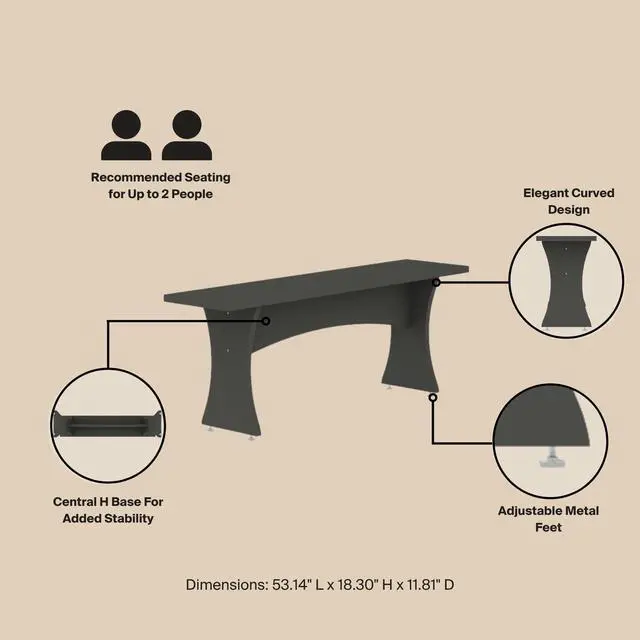 Alt view image 4 of 7 - Dining Bench - Set of 2 in Charcoal Gray
