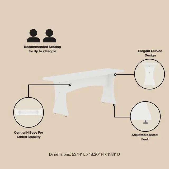 Alt view image 4 of 7 - Dining Bench - Set of 2 in White