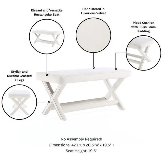 Alt view image 4 of 7 - Accent Bench in Cream