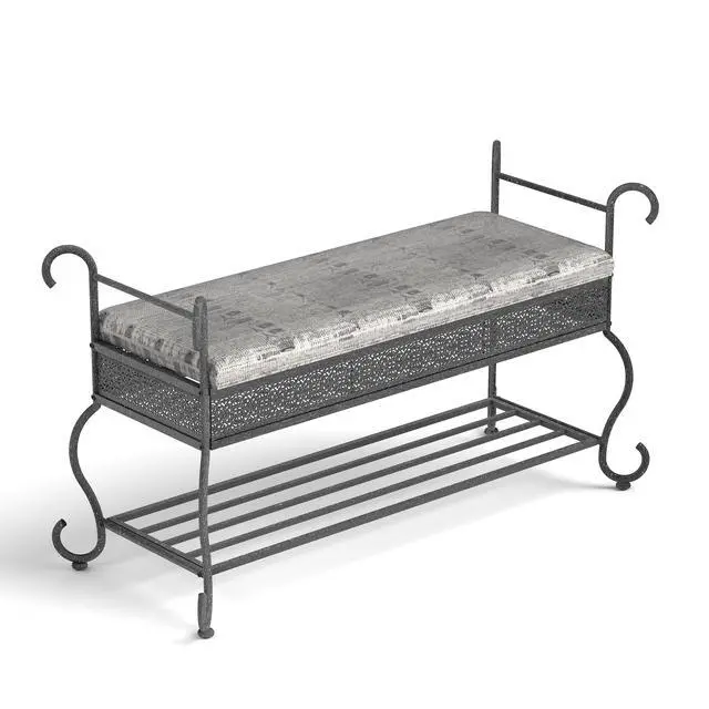 Alt view image 4 of 7 - Shoe Rack Bench for Entryway, Industrial Bench, Rustic Shoe Rack for Small Spaces, Upholstered Entryway Bench, Multipurpose Entryway
