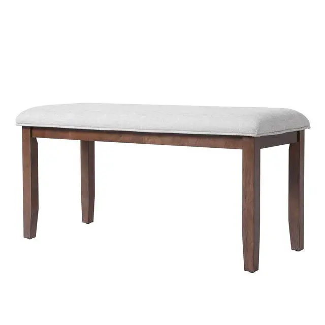 Alt view image 7 of 7 - Upholstered Bench for Bedroom End of Bed,38-inch Entryway Bench for Living Room,Dining Bench with Padded Seat and Solid Wood Leg for Kitchen Bedroom,Indoor and Hallway (Bench, Beige+Cherry)