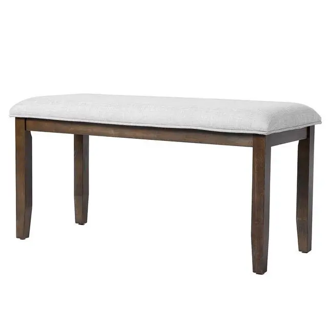 Alt view image 7 of 7 - Upholstered Bench for Bedroom End of Bed,38-inch Entryway Bench for Living Room,Dining Bench with Padded Seat and Solid Wood Leg for Kitchen Bedroom,Indoor and Hallway (Bench, Beige+Brown)