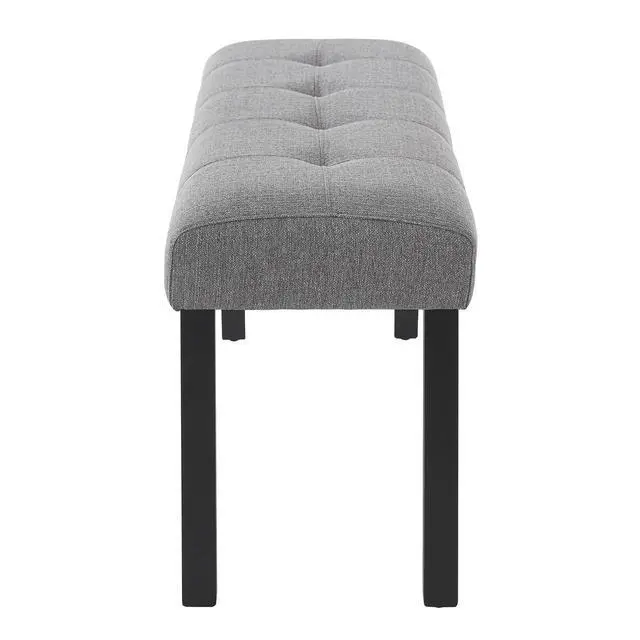 Alt view image 7 of 7 - Modern Tufted Linen Dining Bench, Farmhouse Upholstered Entryway Bench With Black Rubber Wood Legs, Versatile For Kitchen, Bedroom, Hallway, Gray