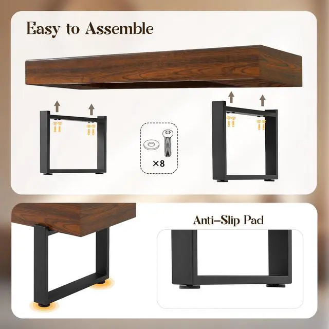 Alt view image 4 of 7 - 59" Wood Bench for Bedroom End of Bed, Farmhouse Indoor Kitchen Table Benches,Versatile Modern Shoe Bench for Entryway, Espresso