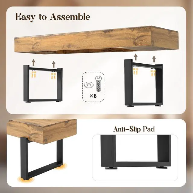 Alt view image 4 of 7 - 59" Wood Bench for Bedroom End of Bed, Farmhouse Indoor Kitchen Table Benches,Versatile Modern Shoe Bench for Entryway, Natural