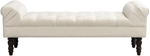 Alt view image 3 of 7 - Button-Tufted End of Bed Bench,Large Upholstered Ottoman,Foot Rest with Legs,Footstool with Rolled Arms,Upholstered Fabric Bench,Indoor Bench for Bedroom,Living Room,Entryway,Beige