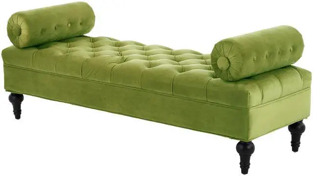 Alt view image 2 of 6 - Modern Bedroom Bench,Bench for End of Bed,Velvet Upholstered Bench with 2 Detachable Pillows,Comfy Upholstered Footstool,Ottoman for Bedroom,Living Room, Entryway,Green