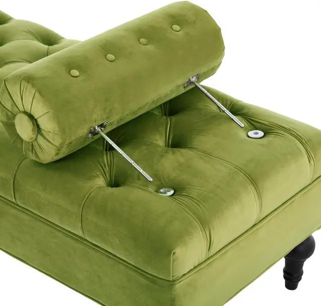 Alt view image 6 of 6 - Modern Bedroom Bench,Bench for End of Bed,Velvet Upholstered Bench with 2 Detachable Pillows,Comfy Upholstered Footstool,Ottoman for Bedroom,Living Room, Entryway,Green