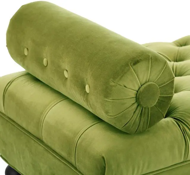 Alt view image 4 of 6 - Modern Bedroom Bench,Bench for End of Bed,Velvet Upholstered Bench with 2 Detachable Pillows,Comfy Upholstered Footstool,Ottoman for Bedroom,Living Room, Entryway,Green