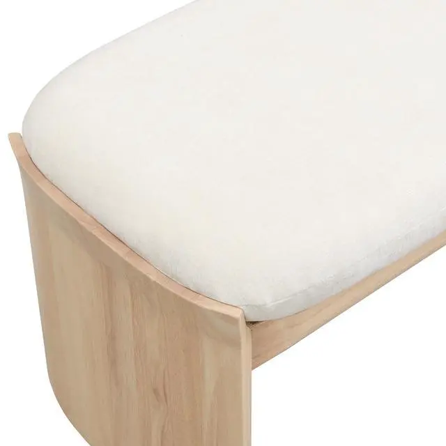 Alt view image 7 of 7 - 51.5 Inch Beige Rubber Wood Footstool For Bedroom and Living Room