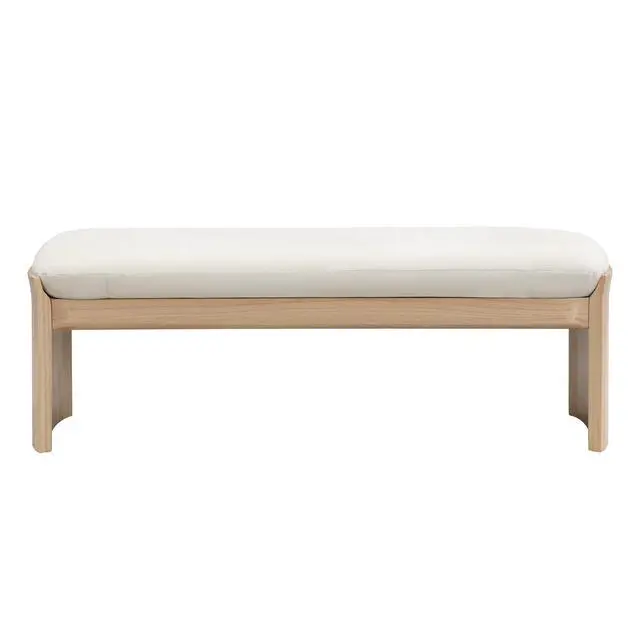 Alt view image 4 of 7 - 51.5 Inch Beige Rubber Wood Footstool For Bedroom and Living Room