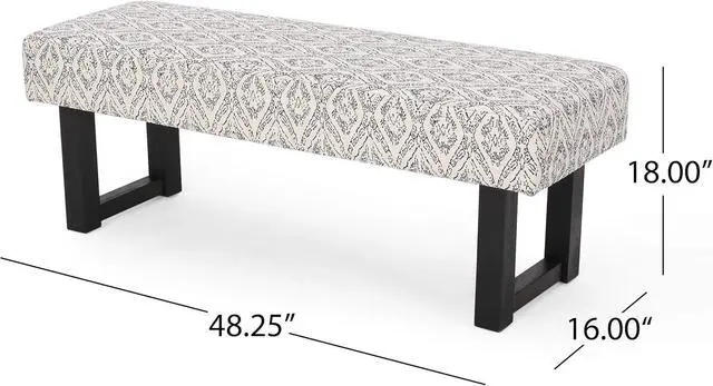 Alt view image 4 of 7 - Ashford Boho Fabric Bench Great Deal Furniture Boho Fabric Bench, Black Print