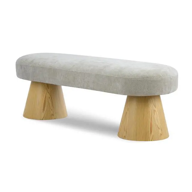 Alt view image 5 of 7 - Dining Bench for Dining Room, Upholstered Bedroom End of Bed Entryway Bench Chenille Ottoman for Living Room, Oatmeal, 300 LBS Weight Capacity