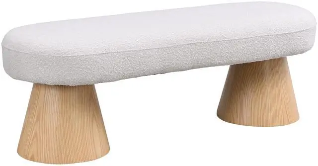 Main image of Dining Bench for Dining Room, Upholstered Bedroom End of Bed Entryway Bench Fabric Ottoman for Living Room, Beige Stool Top 300 LBS Weight Capacity