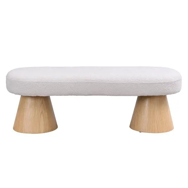Alt view image 5 of 7 - Dining Bench for Dining Room, Upholstered Bedroom End of Bed Entryway Bench Fabric Ottoman for Living Room, Beige Stool Top 300 LBS Weight Capacity