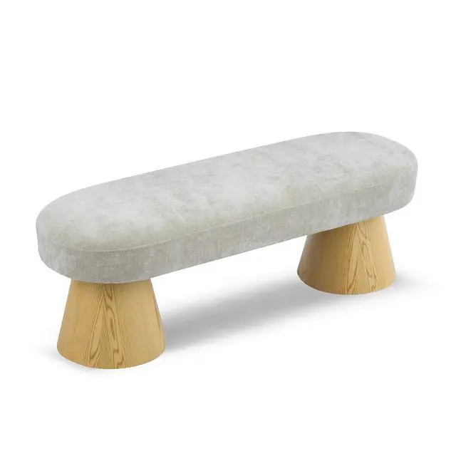 Alt view image 7 of 7 - Dining Bench for Dining Room, Upholstered Bedroom End of Bed Entryway Bench Chenille Ottoman for Living Room, Oatmeal, 300 LBS Weight Capacity