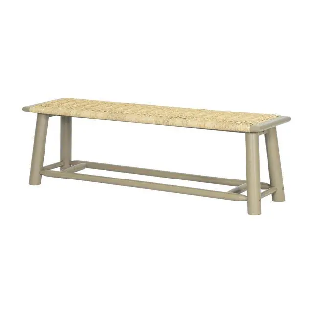 Alt view image 6 of 7 - Farmhouse Modern Solid Wood Rattan Bench - 59 Inch Indoor & Covered Outdoor Bench Champagne Finish Multi-Functional Design