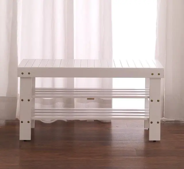 Main image of Pina Quality Solid Wood Shoe Bench, White Finish