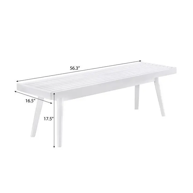 Alt view image 5 of 5 - Larwich White Solid Wood Slatted Bench