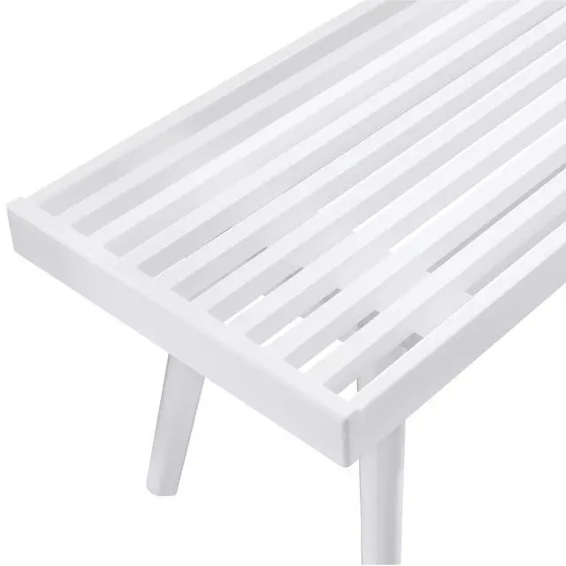 Alt view image 4 of 5 - Larwich White Solid Wood Slatted Bench