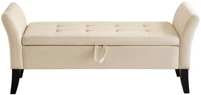 Alt view image 7 of 7 - 51.5" Bed Bench with Storage Beige Velvet