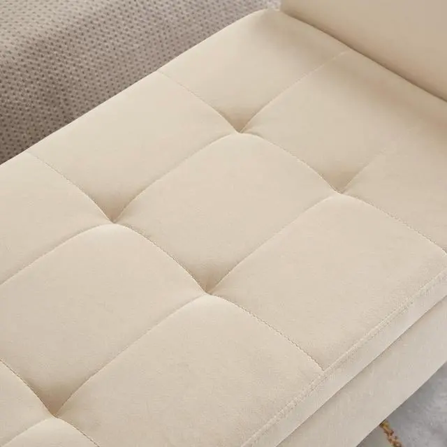 Alt view image 5 of 7 - 51.5" Bed Bench with Storage Beige Velvet