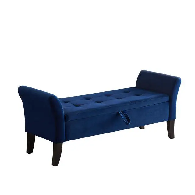 Alt view image 7 of 7 - 51.5" Bed Bench with Storage Navy Blue Velvet