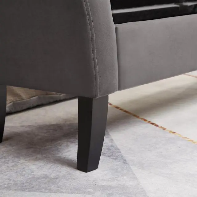 Alt view image 6 of 7 - 51.5" Bed Bench with Storage Grey Velvet