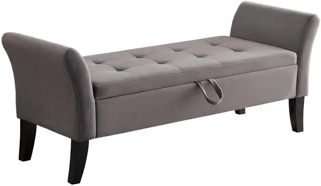 Alt view image 7 of 7 - 51.5" Bed Bench with Storage Grey Velvet