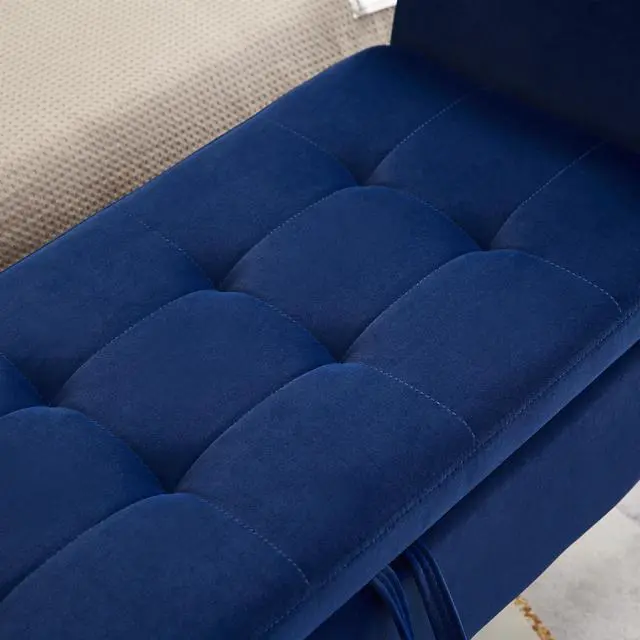 Alt view image 6 of 7 - 51.5" Bed Bench with Storage Navy Blue Velvet
