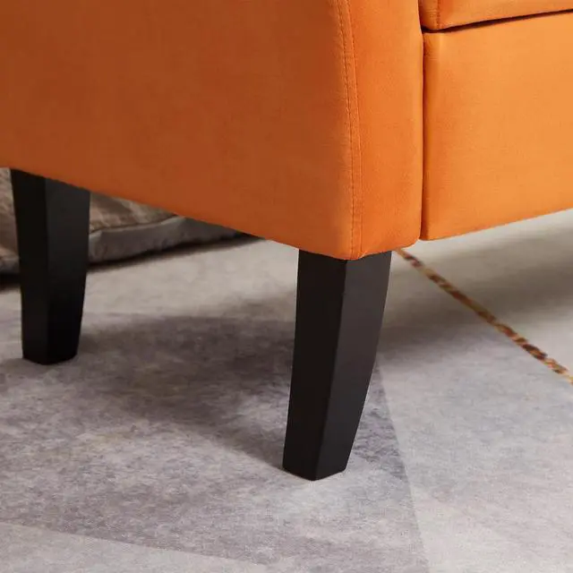 Alt view image 5 of 7 - 51.5" Bed Bench with Storage Orange Velvet