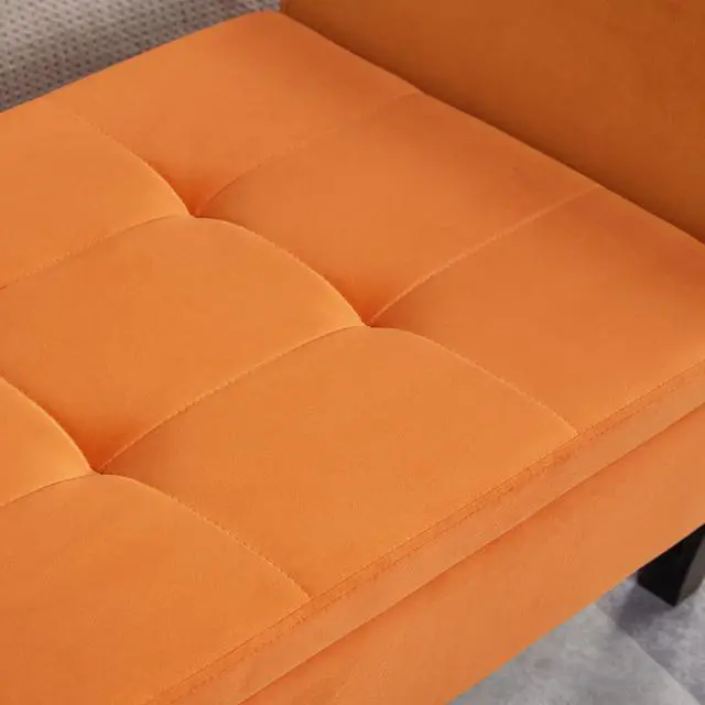 Alt view image 6 of 7 - 51.5" Bed Bench with Storage Orange Velvet