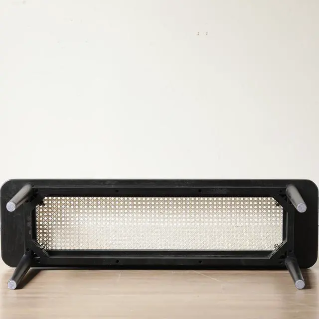 Alt view image 6 of 7 - Modern Style Black Color Solid Oak Wood Dining Bench with Rattan Detail, Modern Bench for Bedroom End of Bed, Entryway Bench, Rattan Bench for Living Room (47.24" W x11.02 D x 16.93" H)
