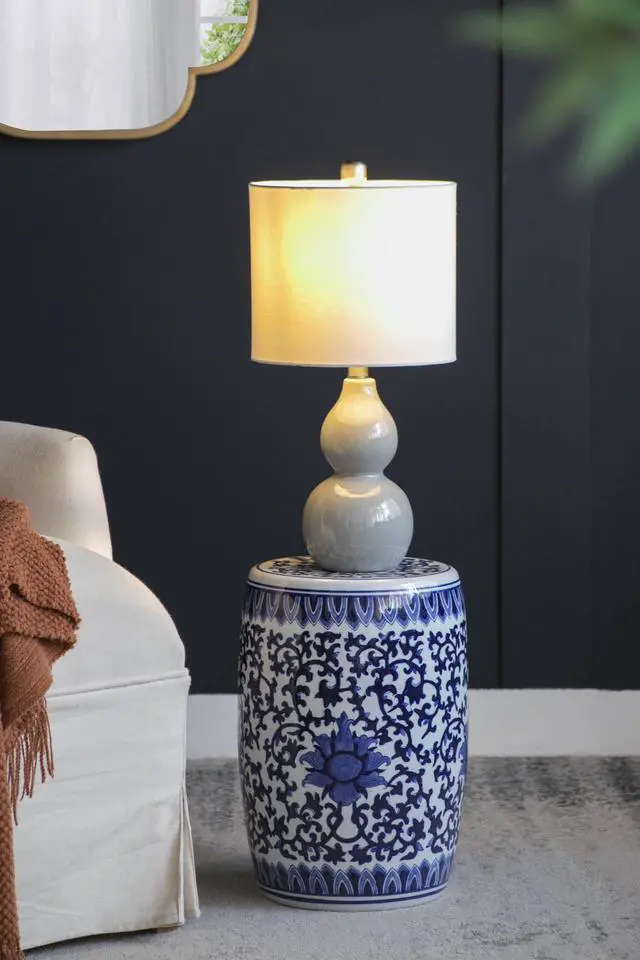 Alt view image 4 of 6 - Ceramic Garden Stool, Blue and White Small Side Tabel, D11" x 16"