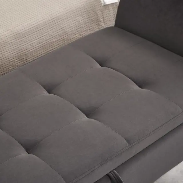 Alt view image 5 of 7 - 51.5" Bed Bench with Storage Grey Velvet