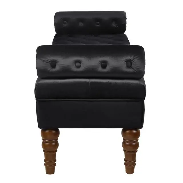 Alt view image 4 of 6 - Velvet Long bed Bench for Bedroom,Upholstered Window Bench with Tufted Button,Entryway Bench,Bolster Bench for Living Room-Black