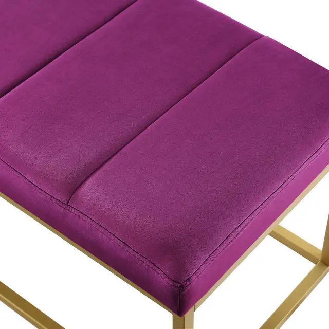 Alt view image 5 of 6 - Modern Tufted Channel Entryway Bench Emerald Velvet Upholstered End of Bed Bench with Metal Frame,Footboard Bench for Living Room, Bedroom,Violet