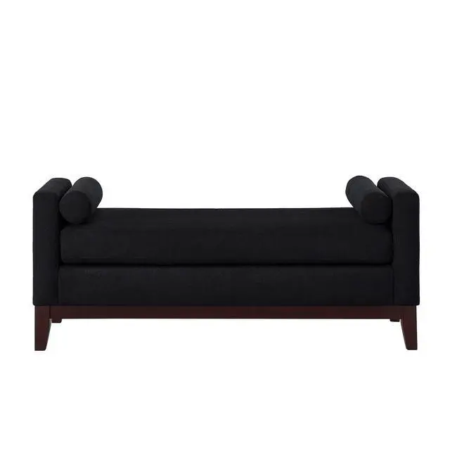 Alt view image 7 of 7 - Large Upholstered Boucle Fabric Ottoman with Pillows,Comfort Padded Window Bench for Living Room,Entryway Bench-Black