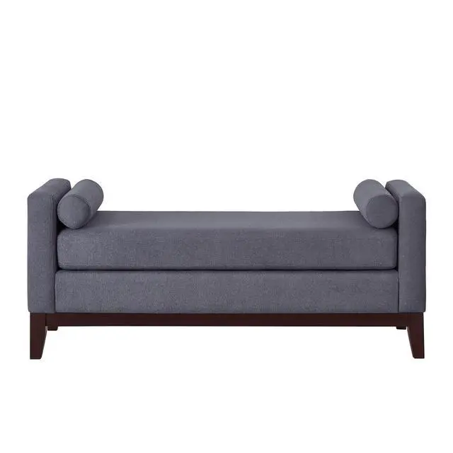 Alt view image 7 of 7 - Large Upholstered Boucle Fabric Ottoman with Pillows,Comfort Padded Window Bench for Living Room,Entryway Bench-Dark Gray