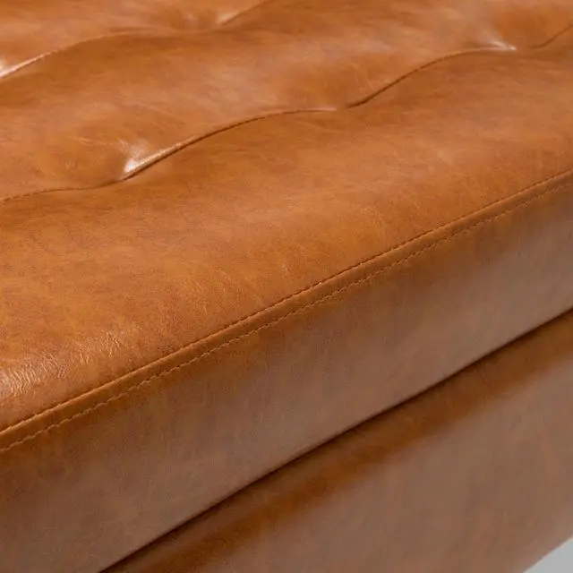 Alt view image 7 of 7 - Storage Bench with Storage Bench for Bedroom End of Bed Bench Foot of Bed Bench Entryway Bench Storage Ottoman Bench 43.3" W x 17.7" Brown Leather Bench