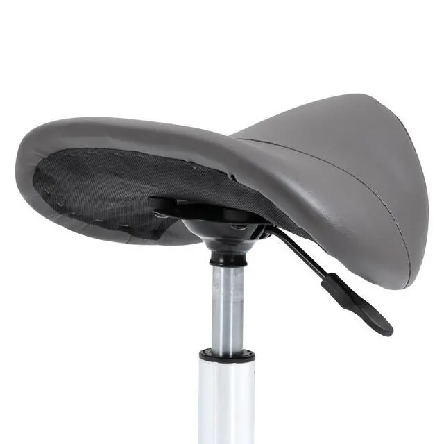 Alt view image 4 of 7 - Ergonomic Rolling Saddle Stool PU Leather Hydraulic Spa Stool Height Adjustable Swivel Drafting Medical Salon Chair, Grey