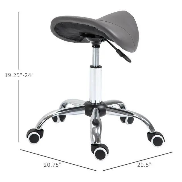 Alt view image 7 of 7 - Ergonomic Rolling Saddle Stool PU Leather Hydraulic Spa Stool Height Adjustable Swivel Drafting Medical Salon Chair, Grey