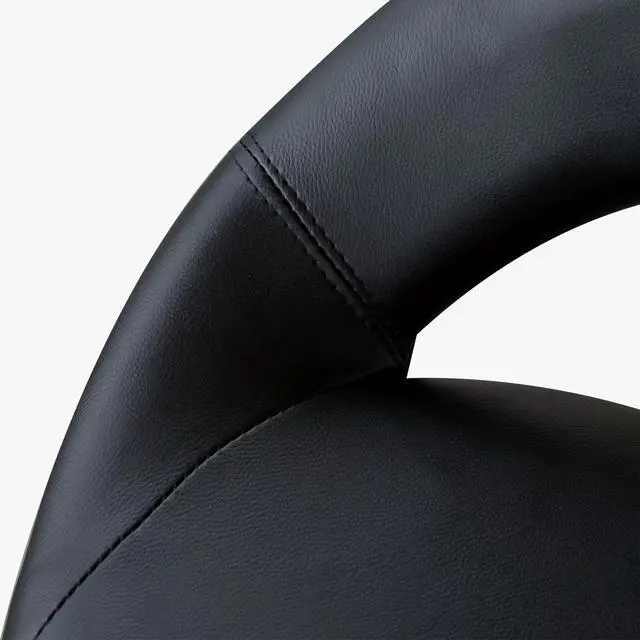 Alt view image 2 of 7 - Crescent Rolling Salon Stool with Adjustable Height, Breathable Open Back, Foam Cushion Seat, and 5 Caster Wheels, Black