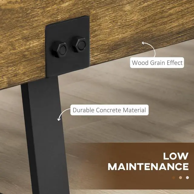 Alt view image 7 of 7 - Garden Bench with Metal Legs, Rustic Wood Effect Concrete Entryway Bench, End of Bed Bench, Indoor Outdoor Use for Patio, Park, Porch and Lawn, Natural and Black