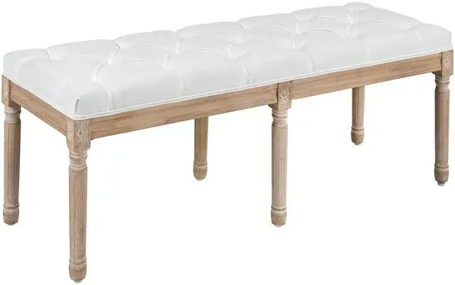 Main image of HOMCOM 46" End of Bed Bench, Upholstered Bedroom Bench, Cream White