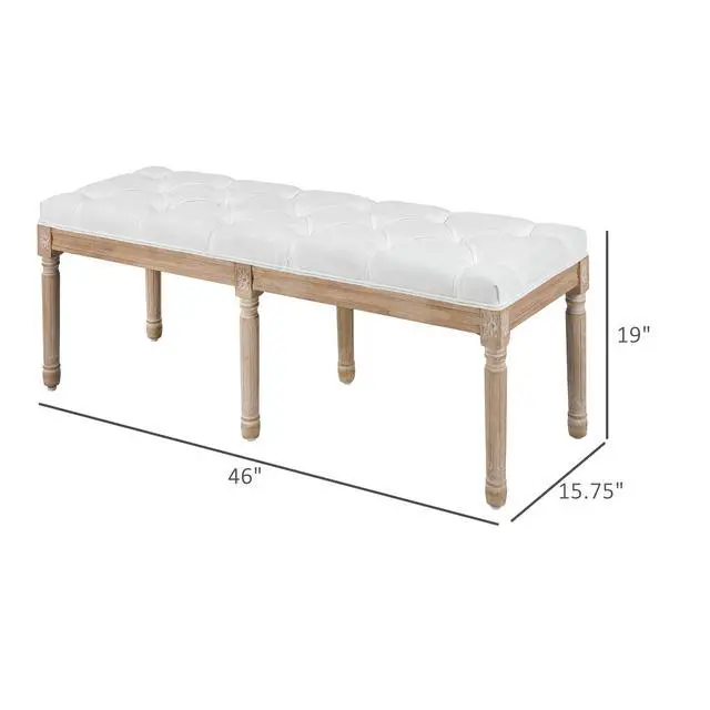 Alt view image 3 of 7 - HOMCOM 46" End of Bed Bench, Upholstered Bedroom Bench, Cream White