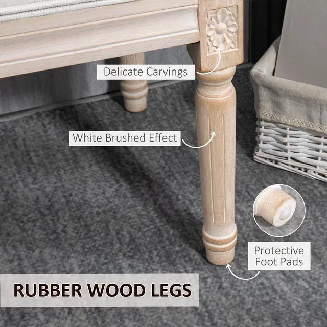 Alt view image 5 of 7 - HOMCOM 46" End of Bed Bench, Upholstered Bedroom Bench, Cream White